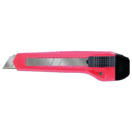 Utility Knife, 18 Mm L Blade, Steel Blade, Locking Button Handle, Neon Handle